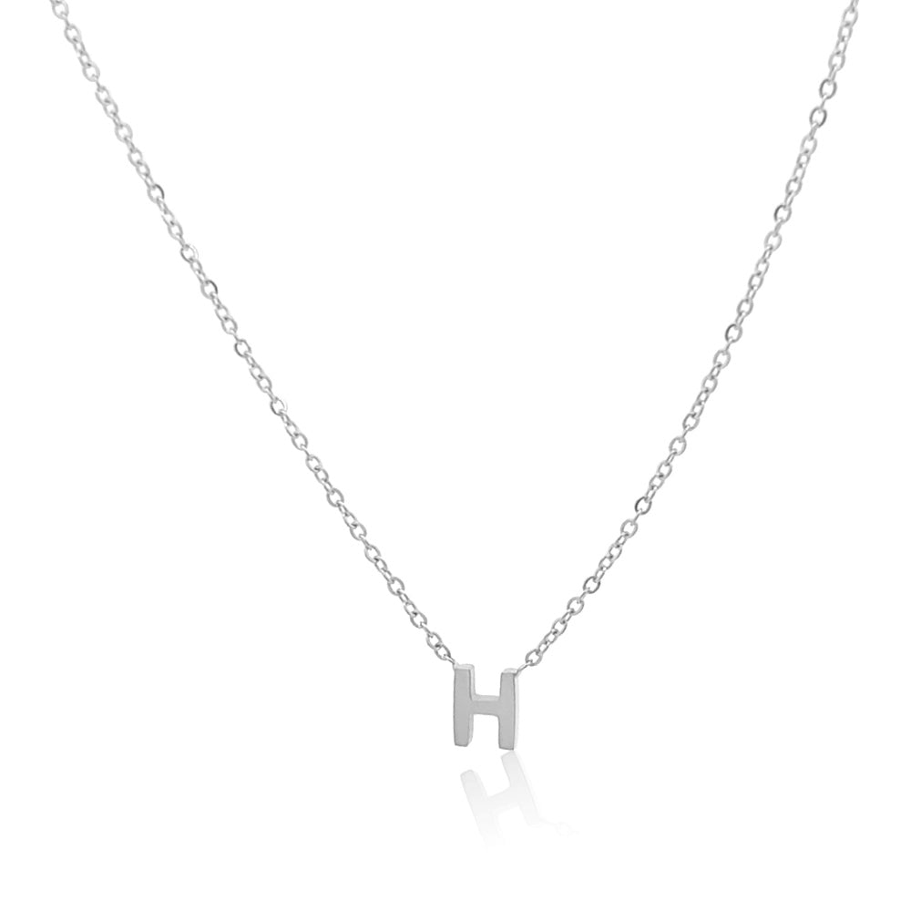 Petite Initial Choker Necklace Silver A-Z
