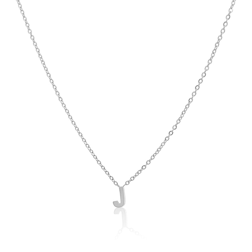 Petite Initial Choker Necklace Silver A-Z