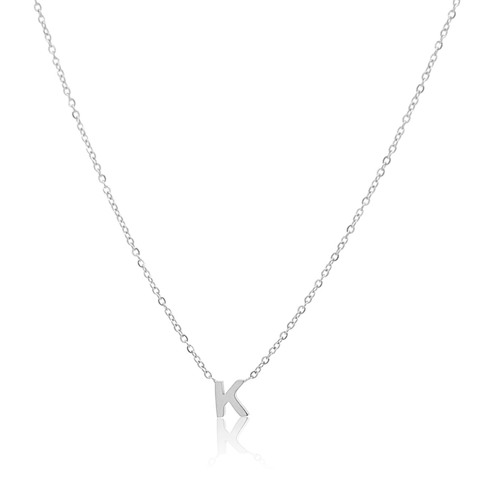 Petite Initial Choker Necklace Silver A-Z