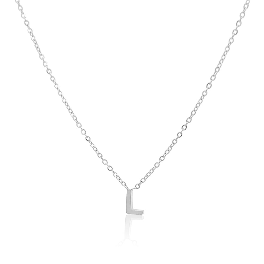Petite Initial Choker Necklace Silver A-Z