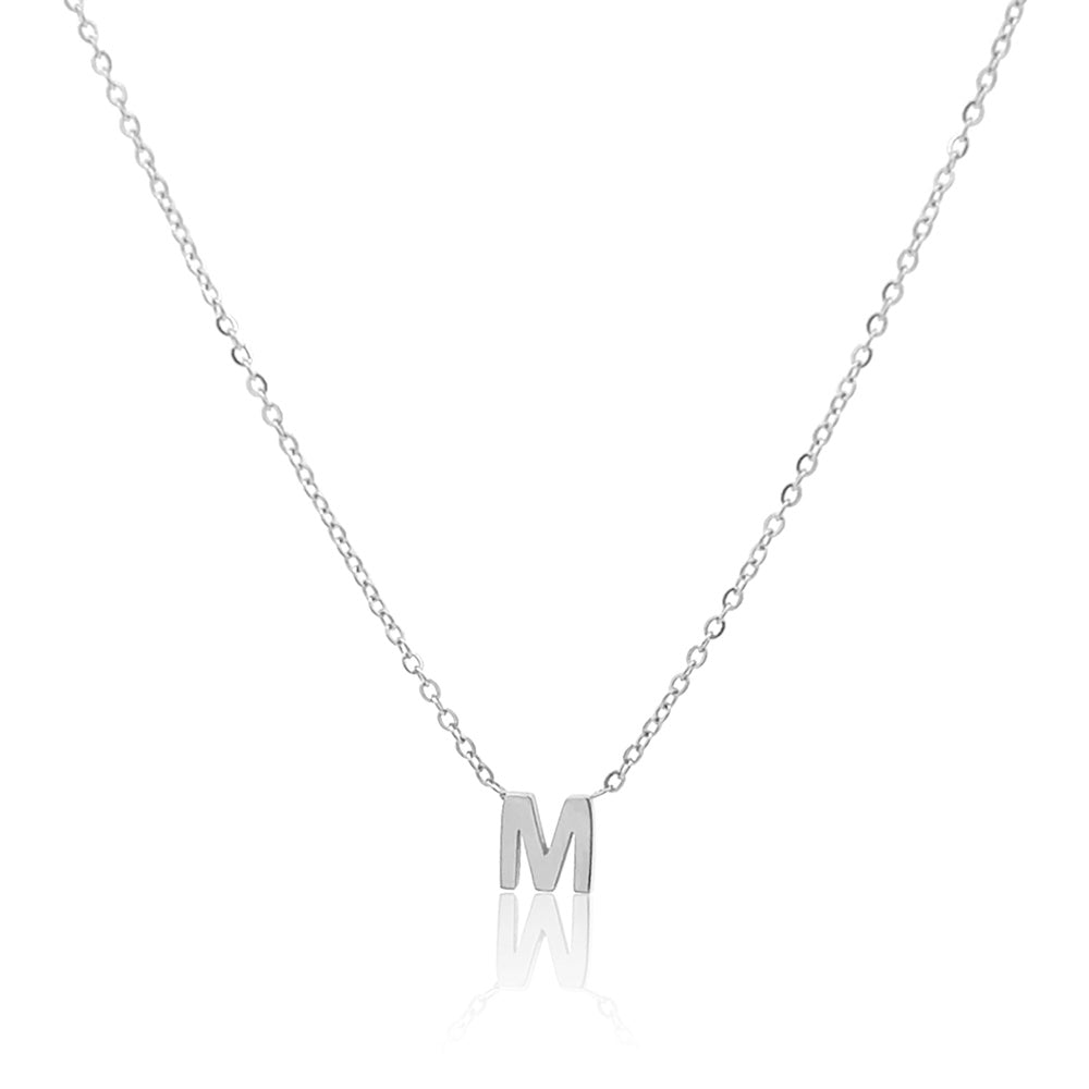 Petite Initial Choker Necklace Silver A-Z
