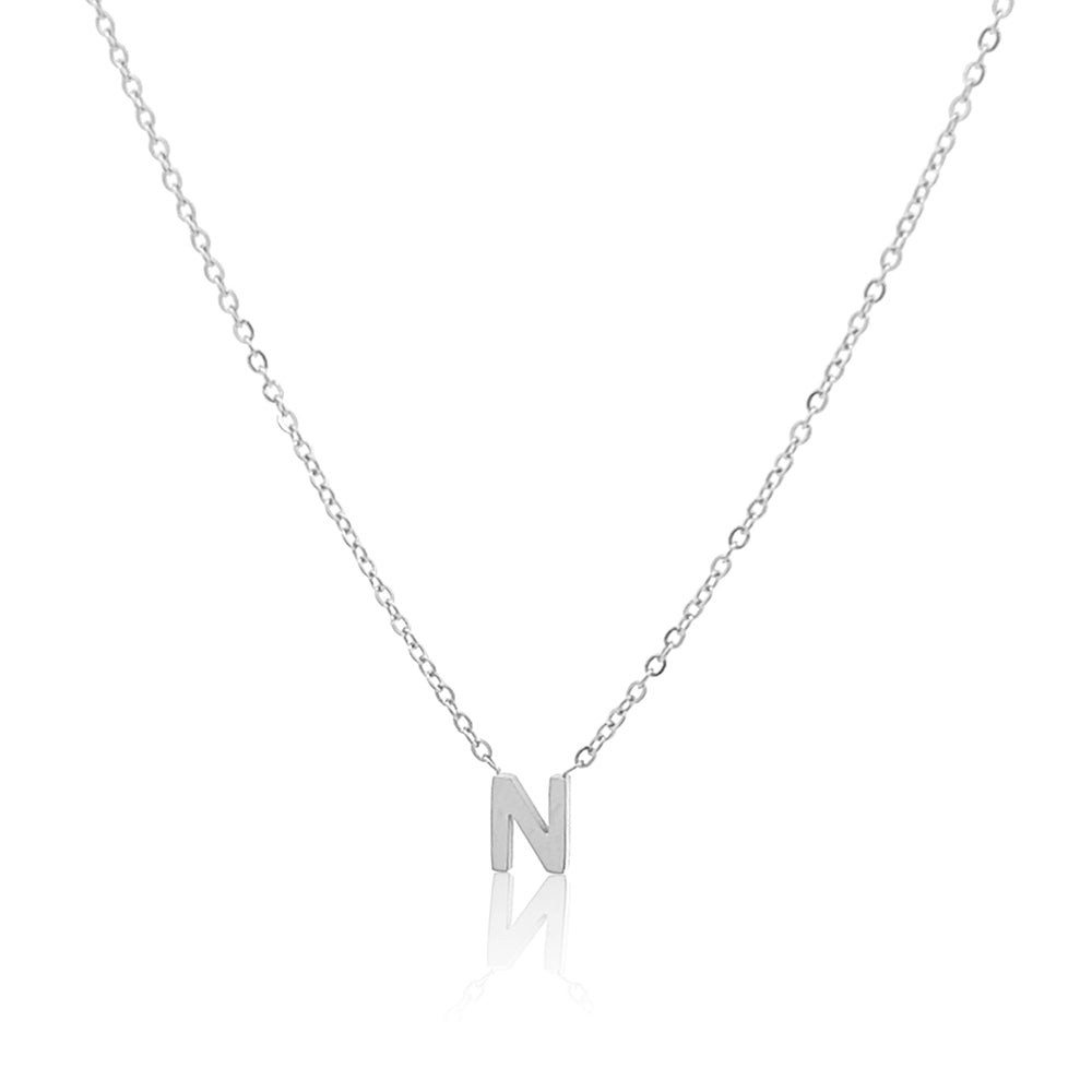 Petite Initial Choker Necklace Silver A-Z