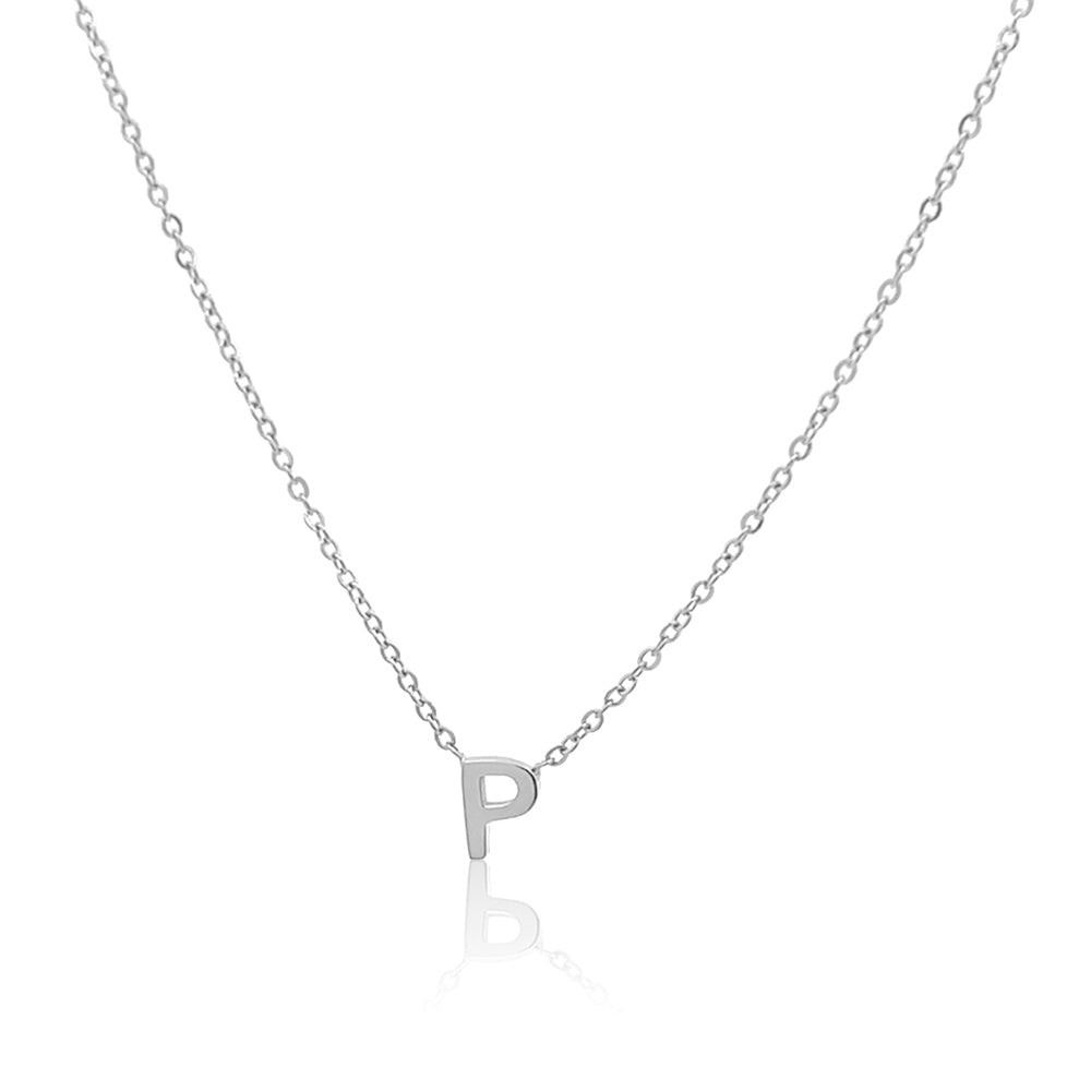 Petite Initial Choker Necklace Silver A-Z
