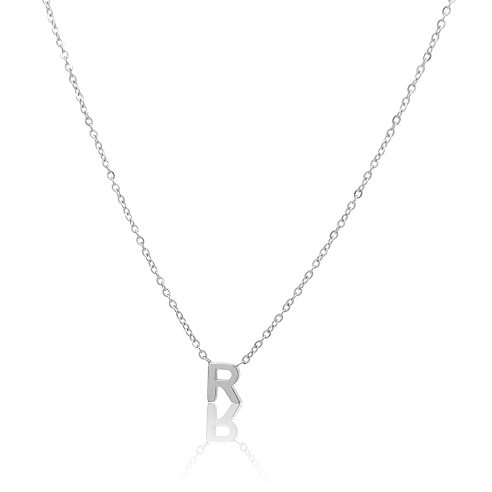Petite Initial Choker Necklace Silver A-Z