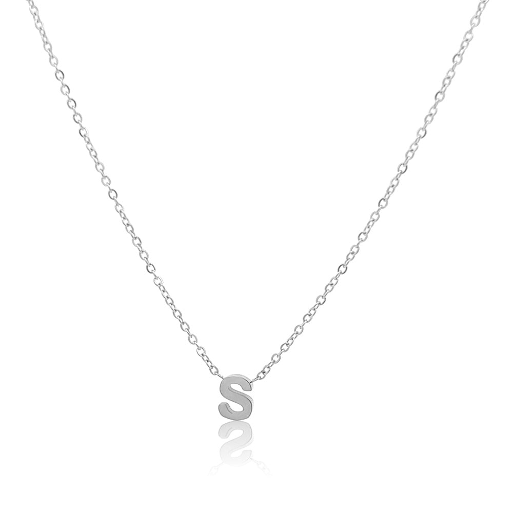 Petite Initial Choker Necklace Silver A-Z