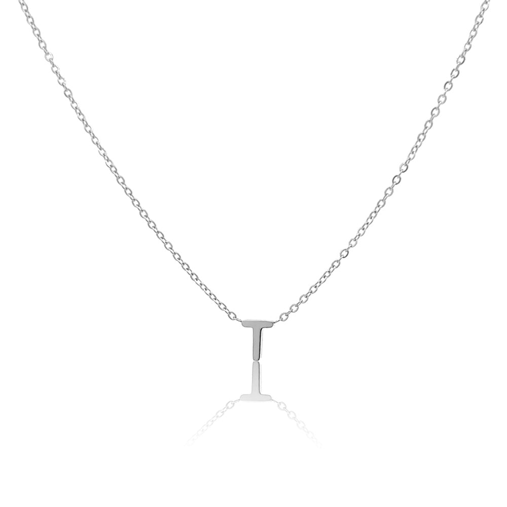 Petite Initial Choker Necklace Silver A-Z