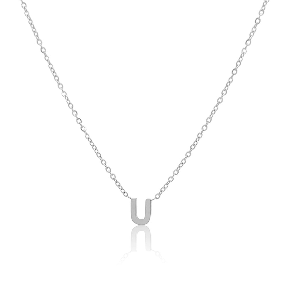 Petite Initial Choker Necklace Silver A-Z
