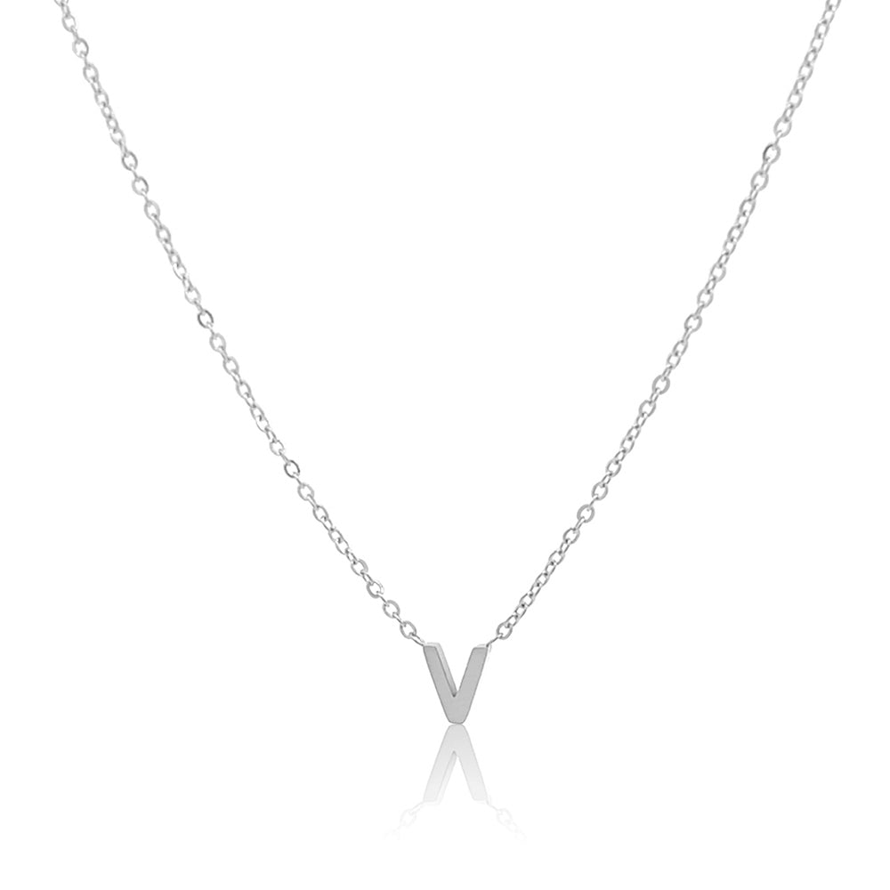 Petite Initial Choker Necklace Silver A-Z