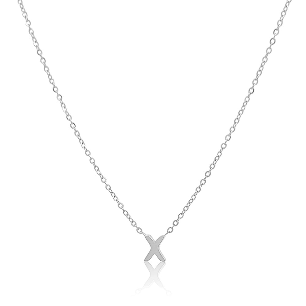 Petite Initial Choker Necklace Silver A-Z