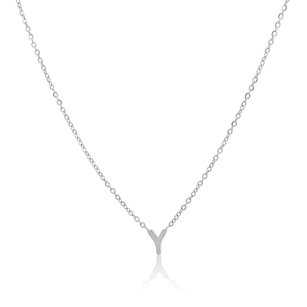 Petite Initial Choker Necklace Silver A-Z