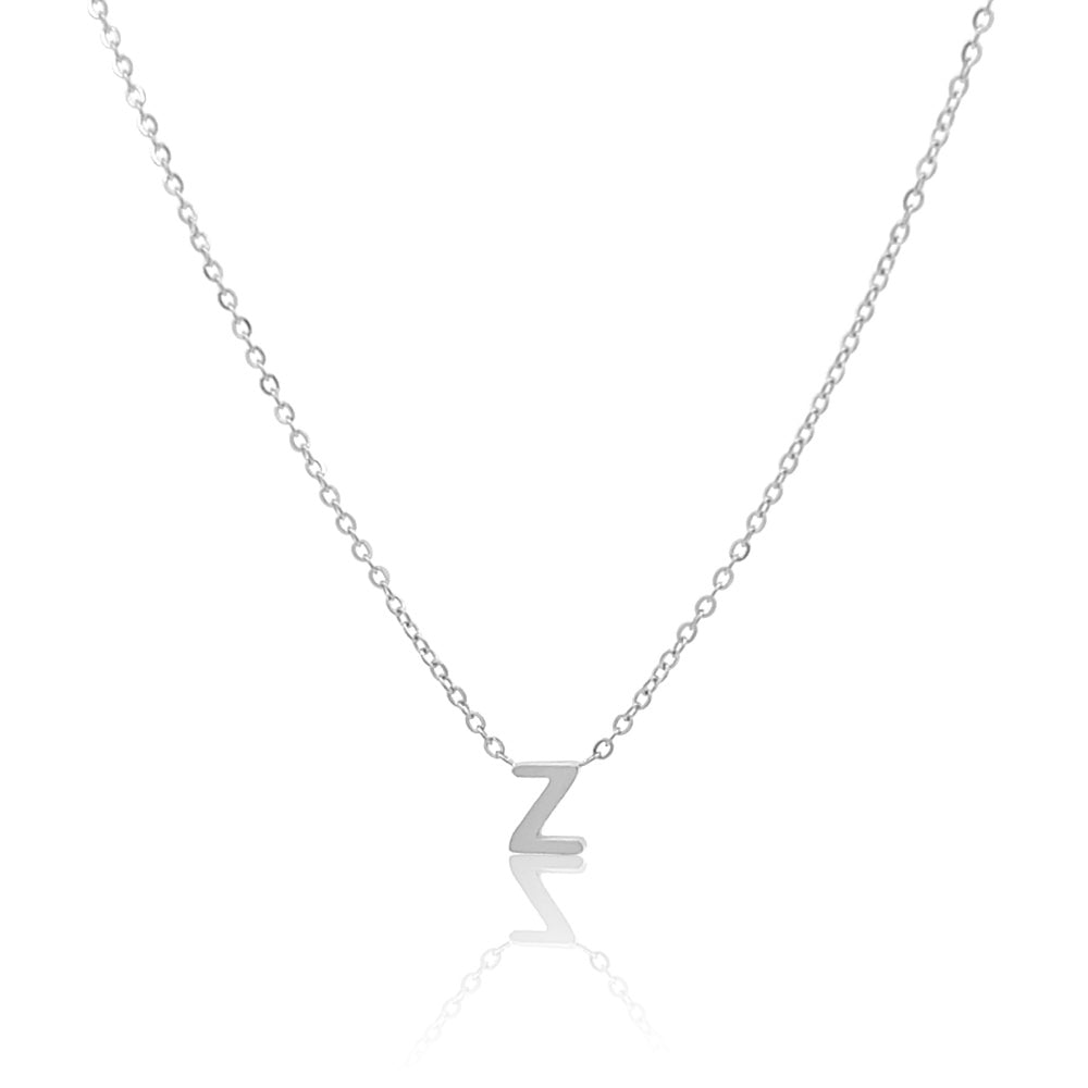 Petite Initial Choker Necklace Silver A-Z