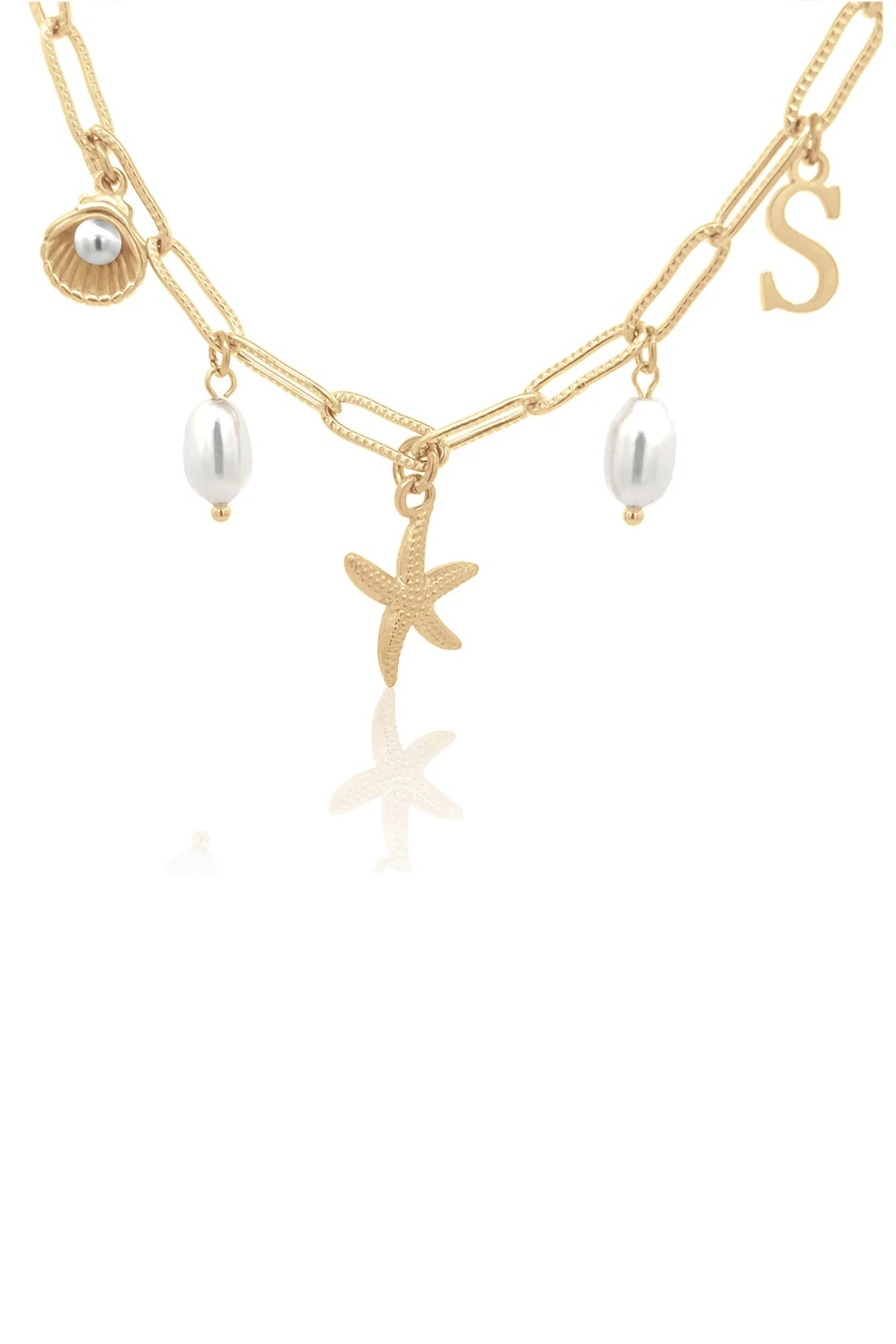 The Marina Initial Charm Necklace A - Z Gold
