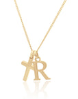 The Cross Initial Necklace A - Z Gold