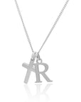The Cross Initial Necklace A - Z Silver