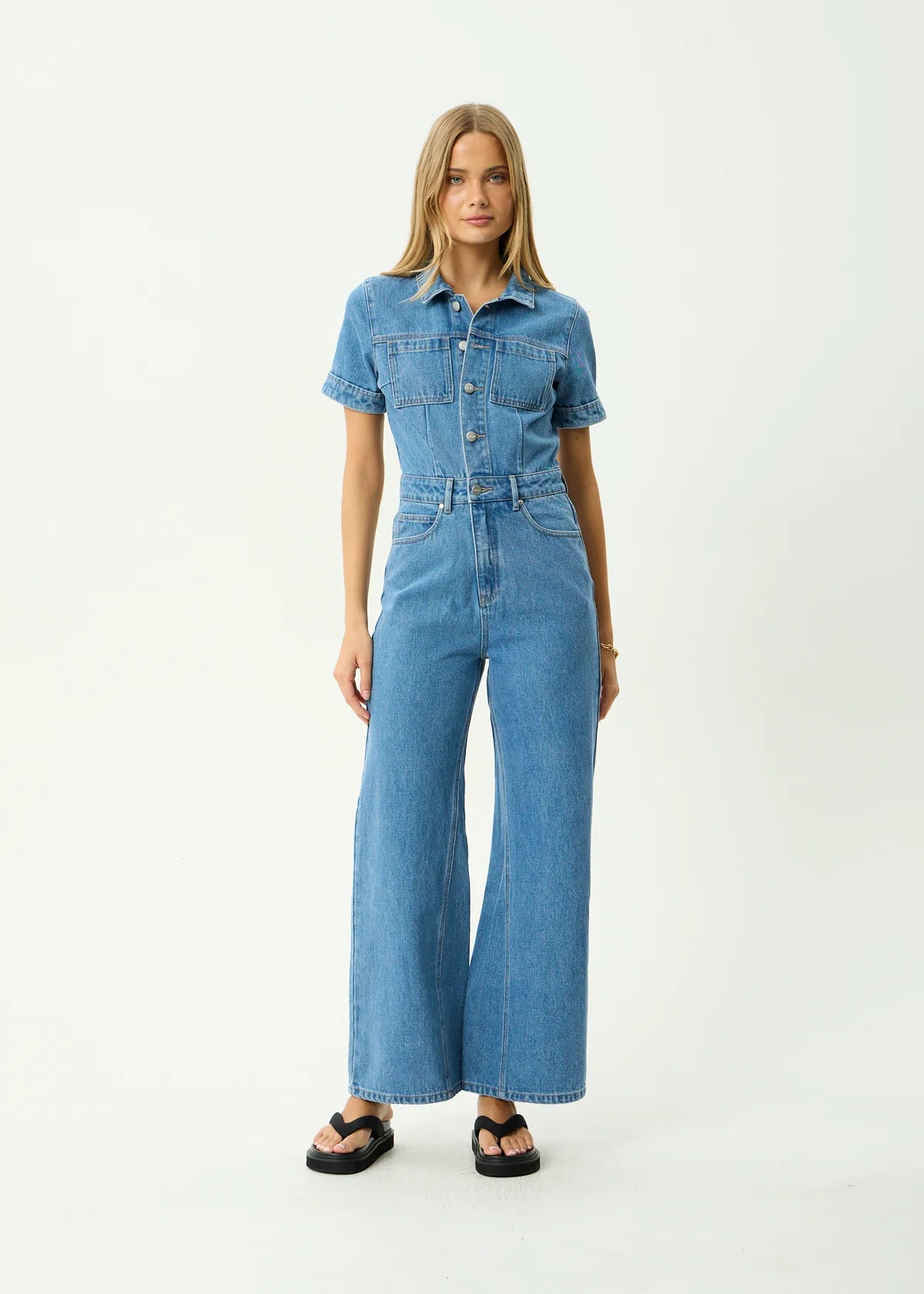 Miami Denim Flared Leg Jumpsuit Worn Blue