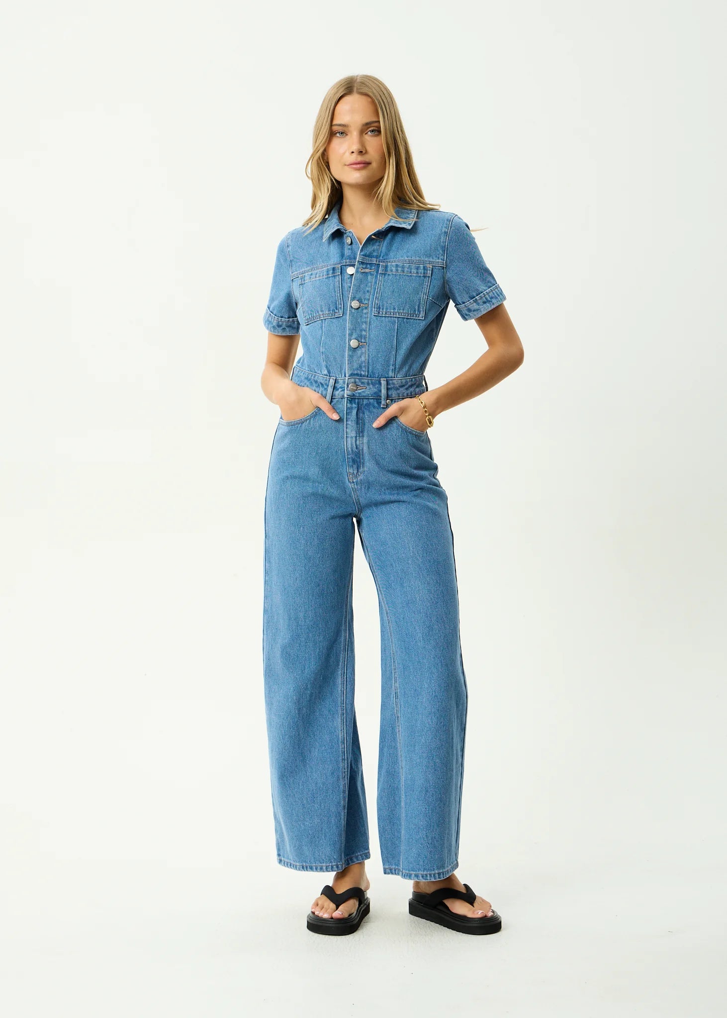 Miami Denim Flared Leg Jumpsuit Worn Blue