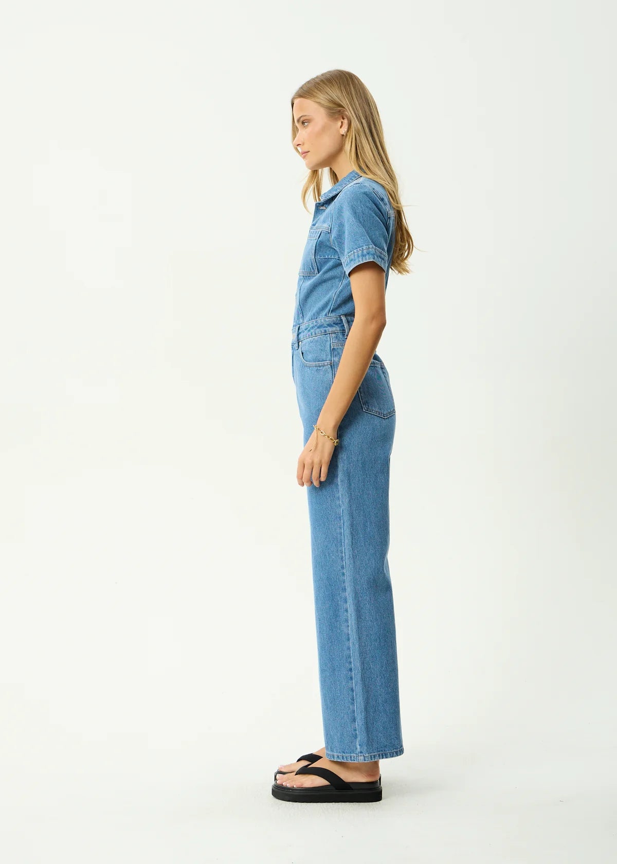 Miami Denim Flared Leg Jumpsuit Worn Blue
