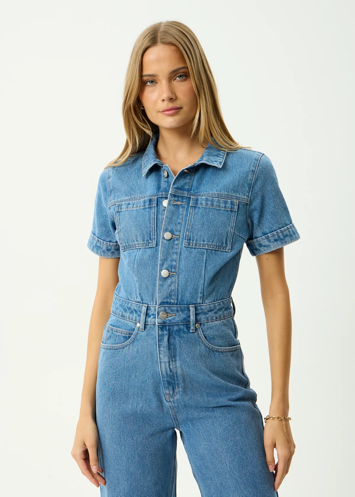 Miami Denim Flared Leg Jumpsuit Worn Blue