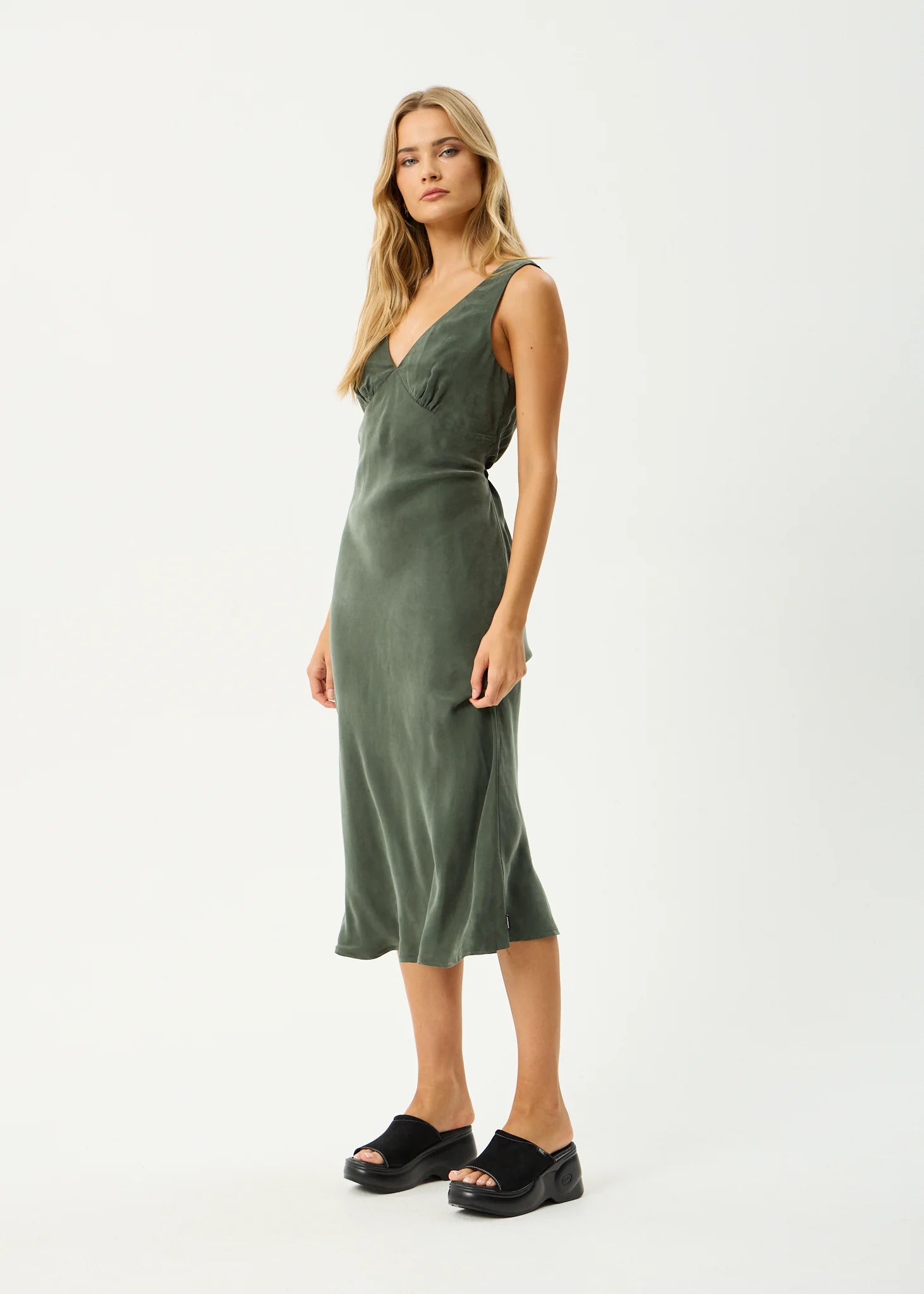 cupro maxi dress Gia Cupro Maxi Dress Deep Green – By Barny