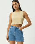Sunday Seersucker Sleeveless Top Lemon Check