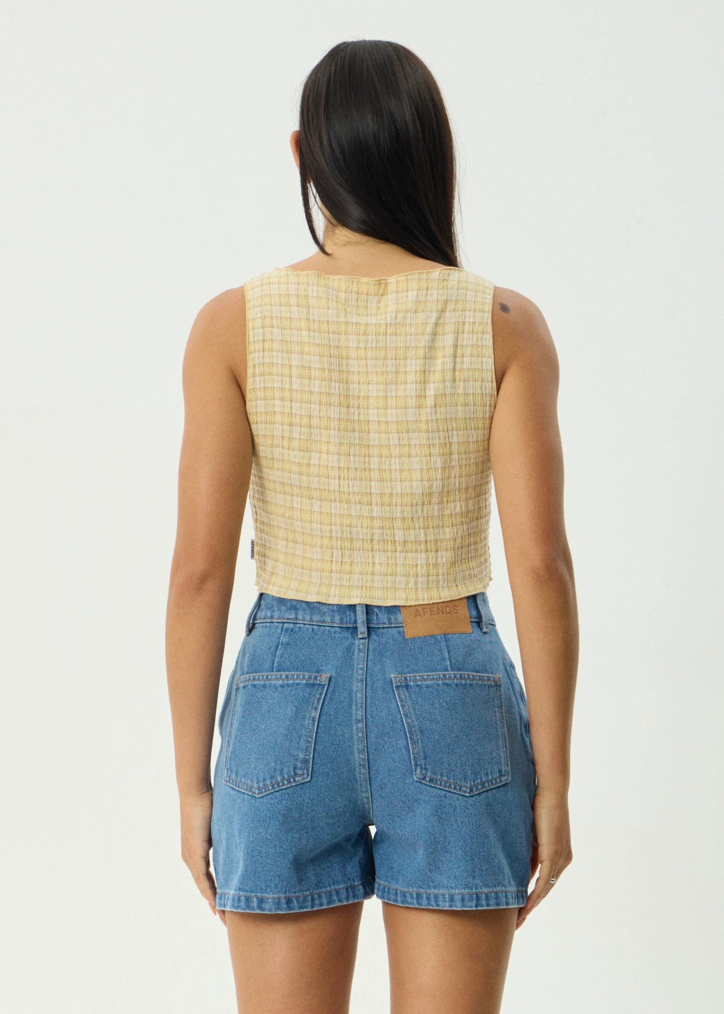 Sunday Seersucker Sleeveless Top Lemon Check