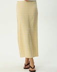Sunday Seersucker Maxi Skirt Lemon Check