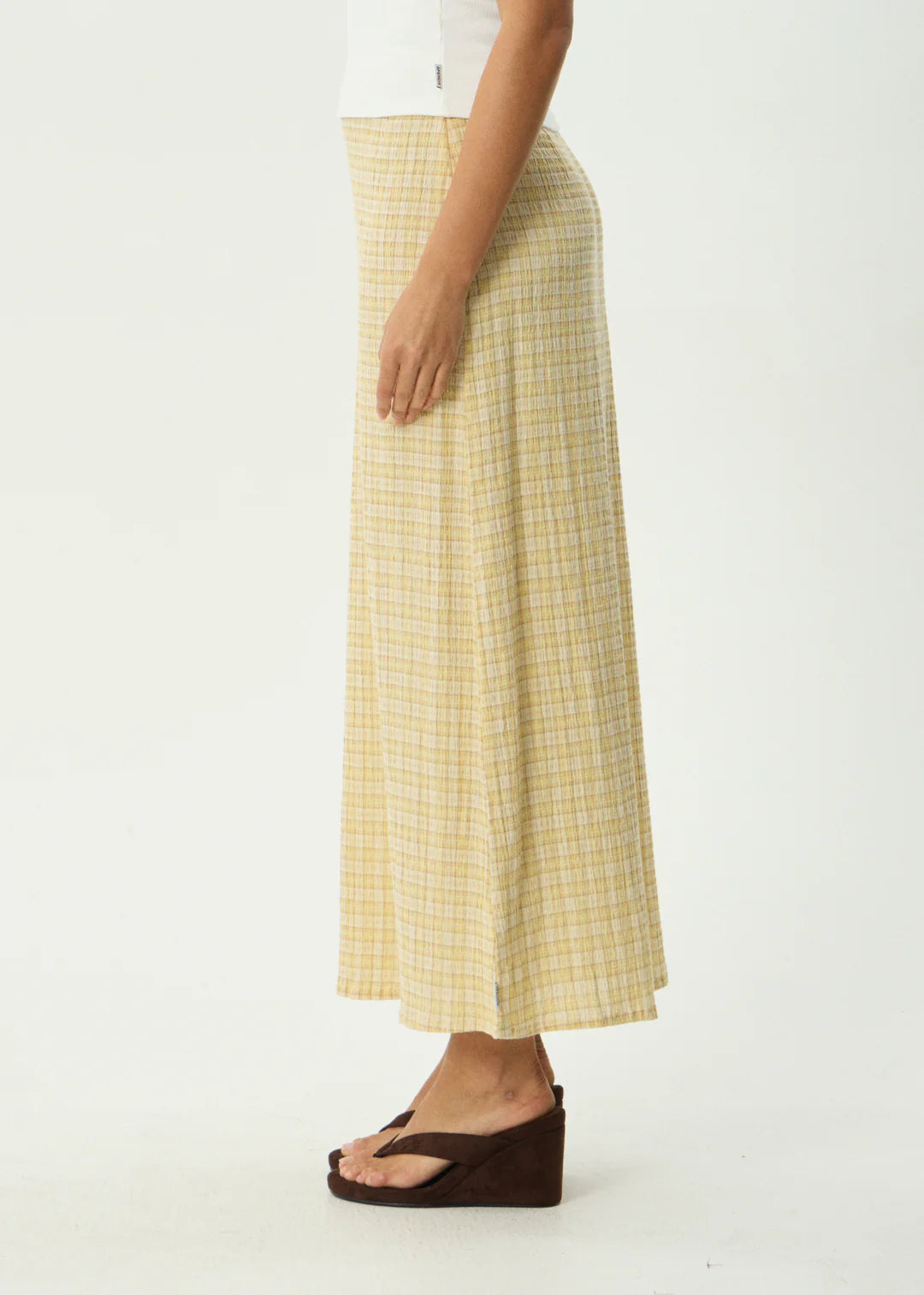 Sunday Seersucker Maxi Skirt Lemon Check