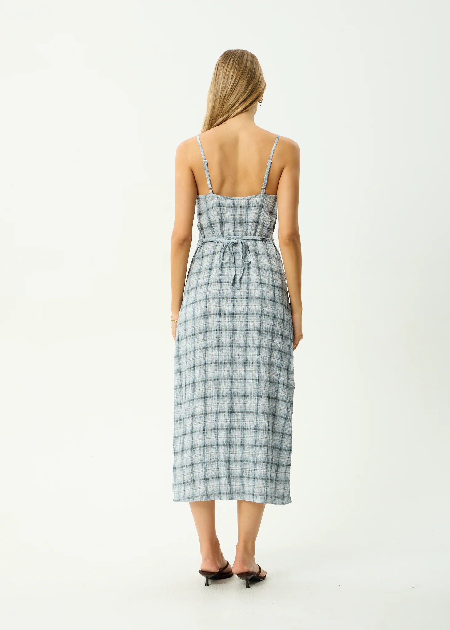 Lagoon Seersucker Midi Dress Overcast Check
