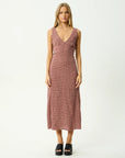 Capricorn Tully Seersucker Maxi Dress Burgundy / Beige Check