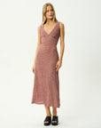 Capricorn Tully Seersucker Maxi Dress Burgundy / Beige Check