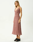 Capricorn Tully Seersucker Maxi Dress Burgundy / Beige Check