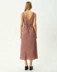 Capricorn Tully Seersucker Maxi Dress Burgundy / Beige Check