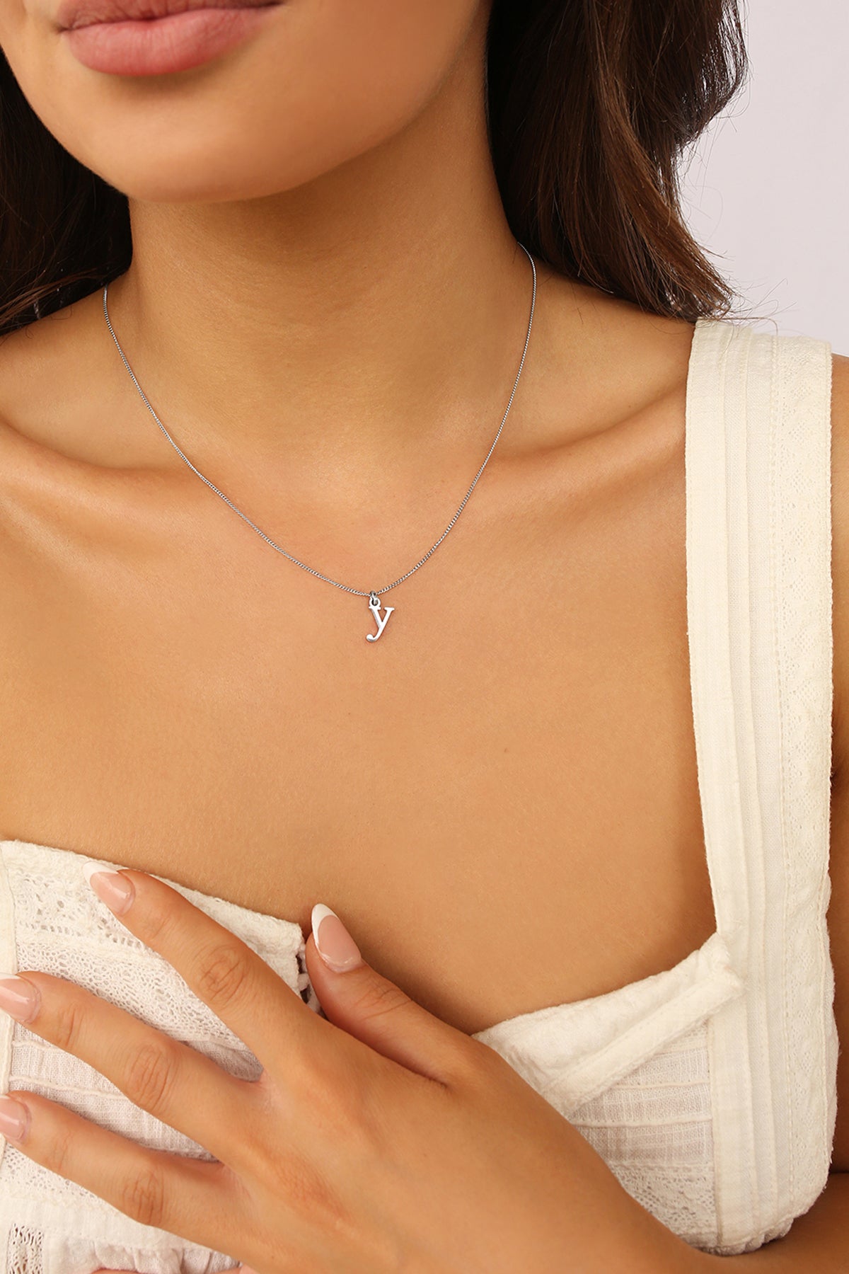 Initial Necklace Lower Case Silver