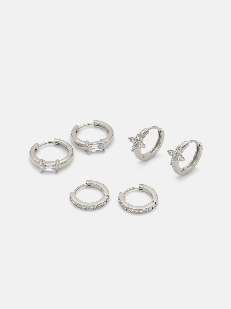 Alexi, Amelie &amp; Willow Earring Stack Silver