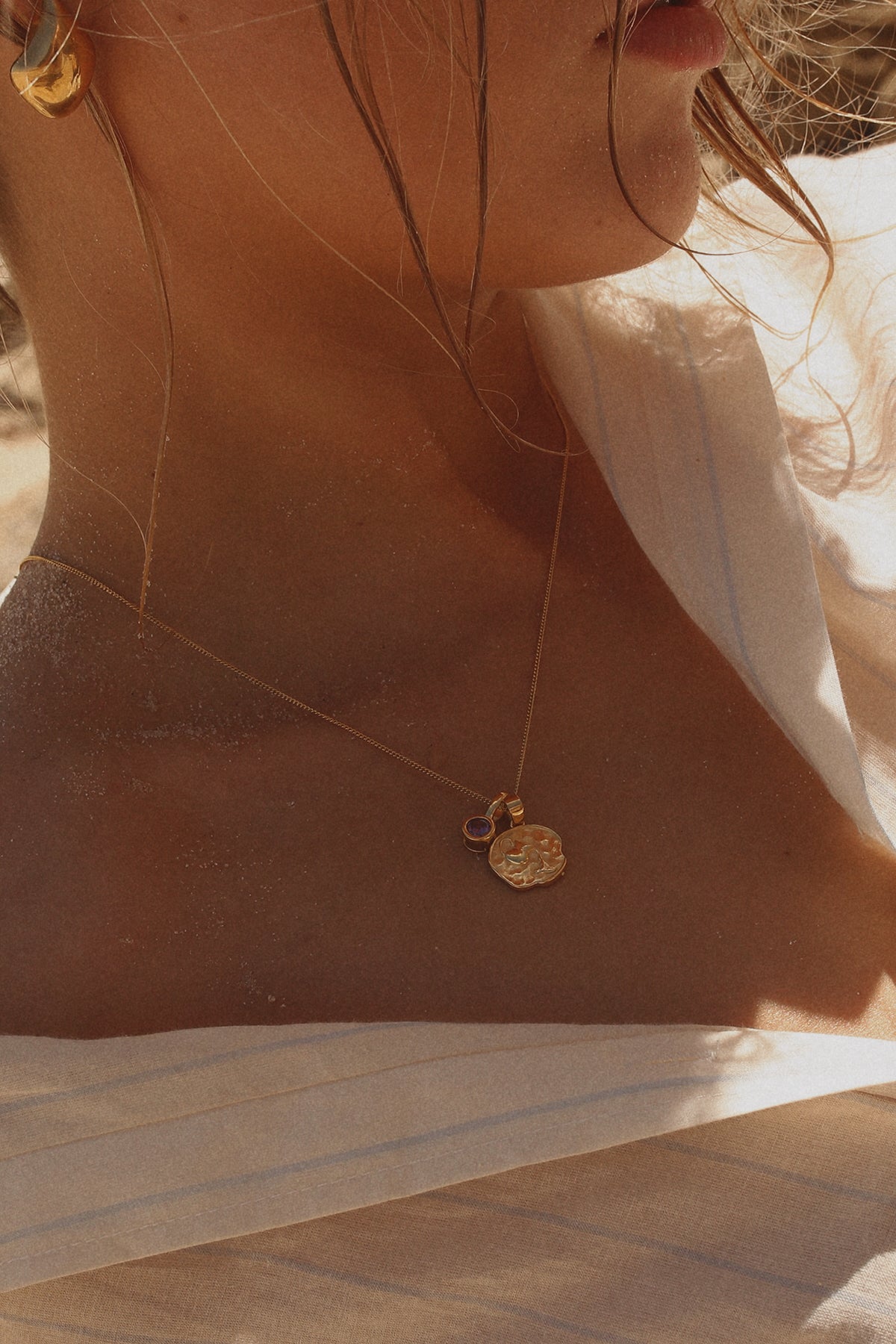 Aquarius Coin Necklace With Your Birthstone Gold