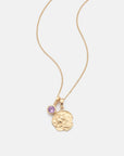 Aquarius Coin Necklace With Your Birthstone Gold