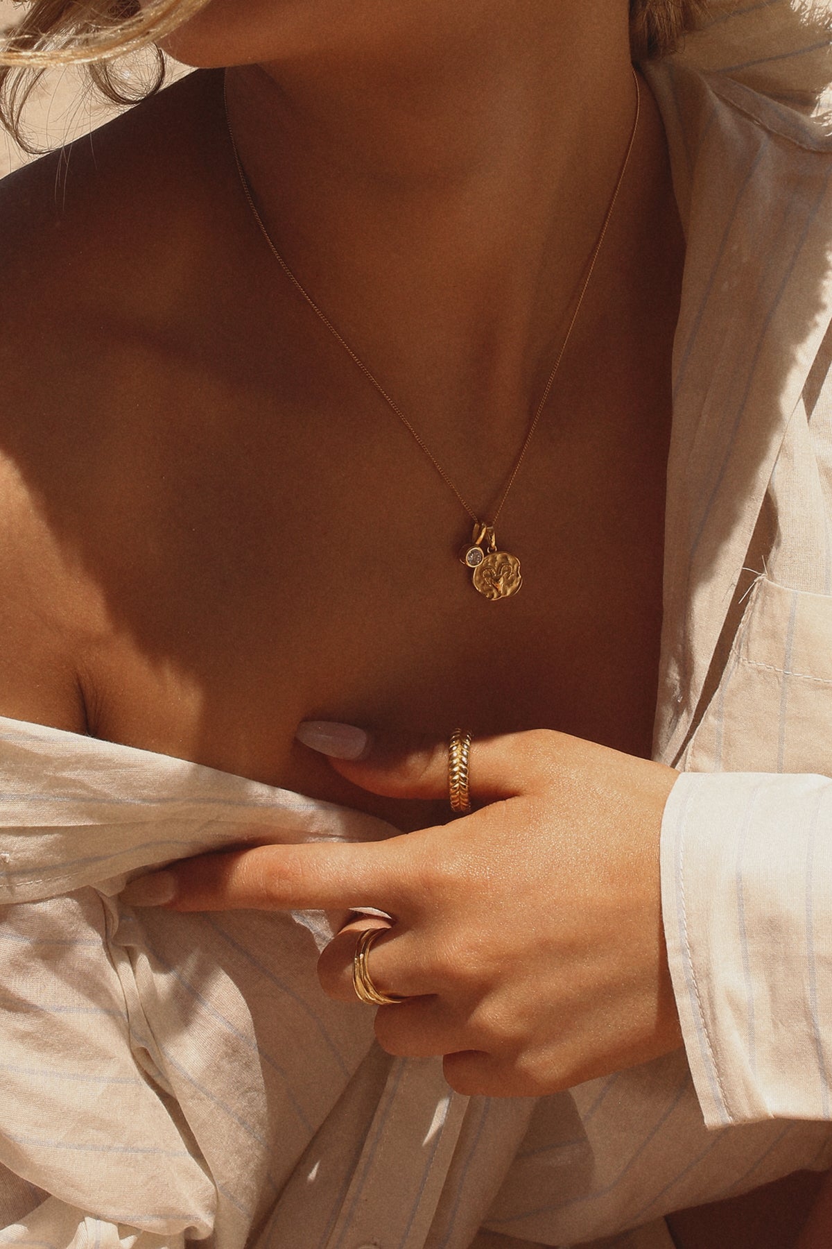 Aries Coin Necklace With Your Birthstone Gold