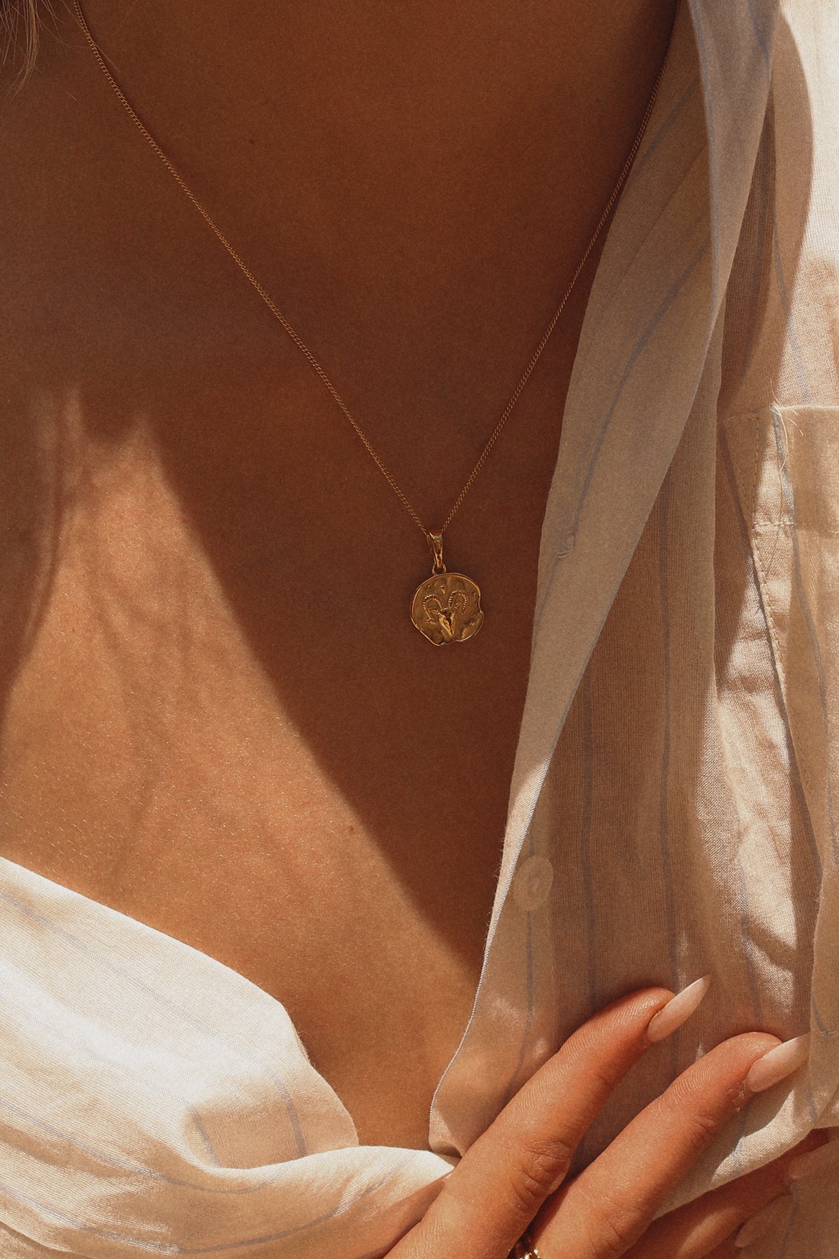 Aries Coin Necklace Gold