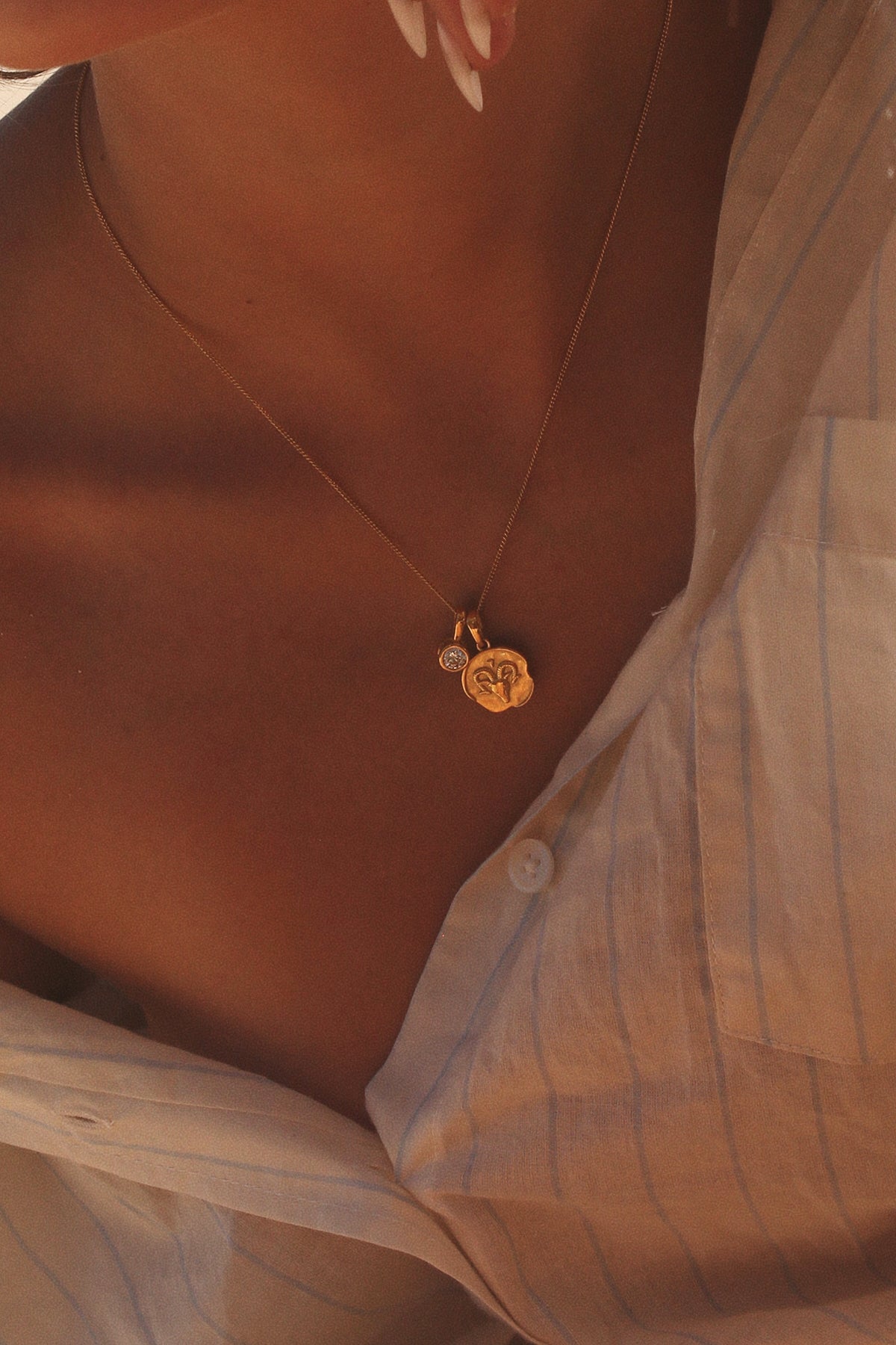 Aries Coin Necklace With Your Birthstone Gold