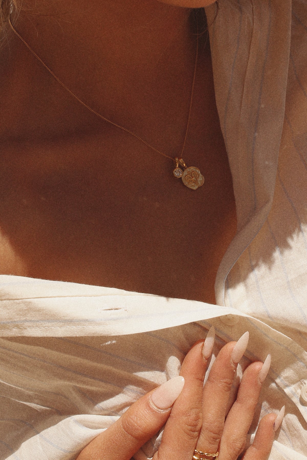 Aries Coin Necklace With Your Birthstone Gold