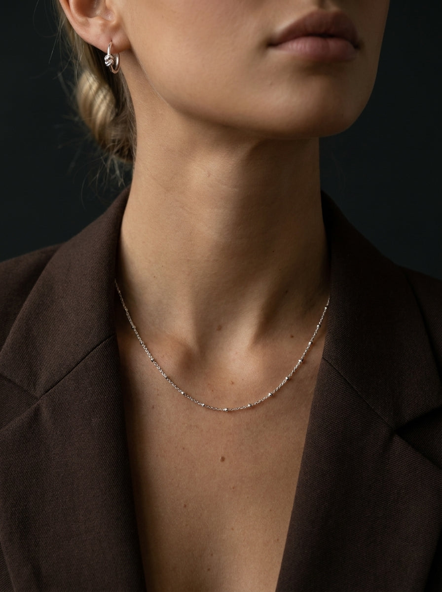 Petite Ball Chain Necklace Silver
