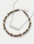 Terra Stone & Bar Necklace Stack Silver