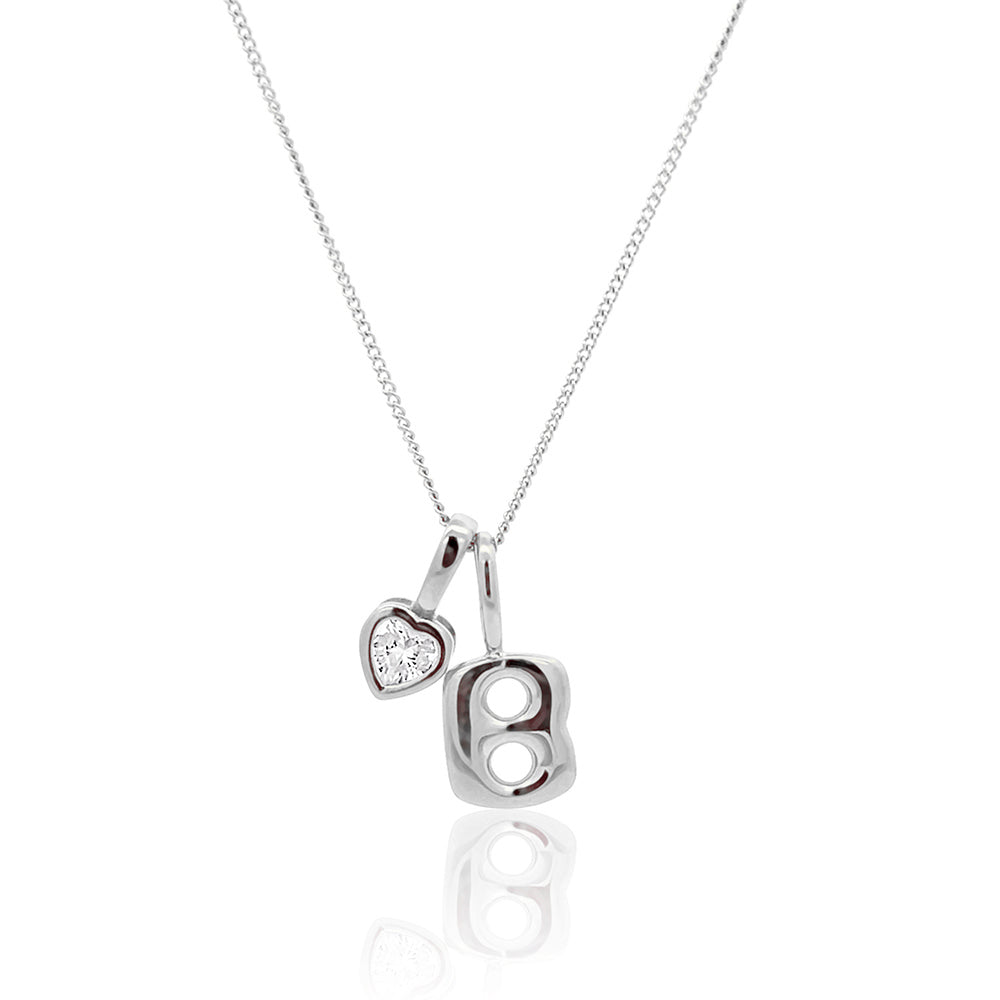Initial Necklace Bubble With Your Birthstone Silver A-Z
