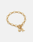 Initial & Birthstone Bracelet Gold