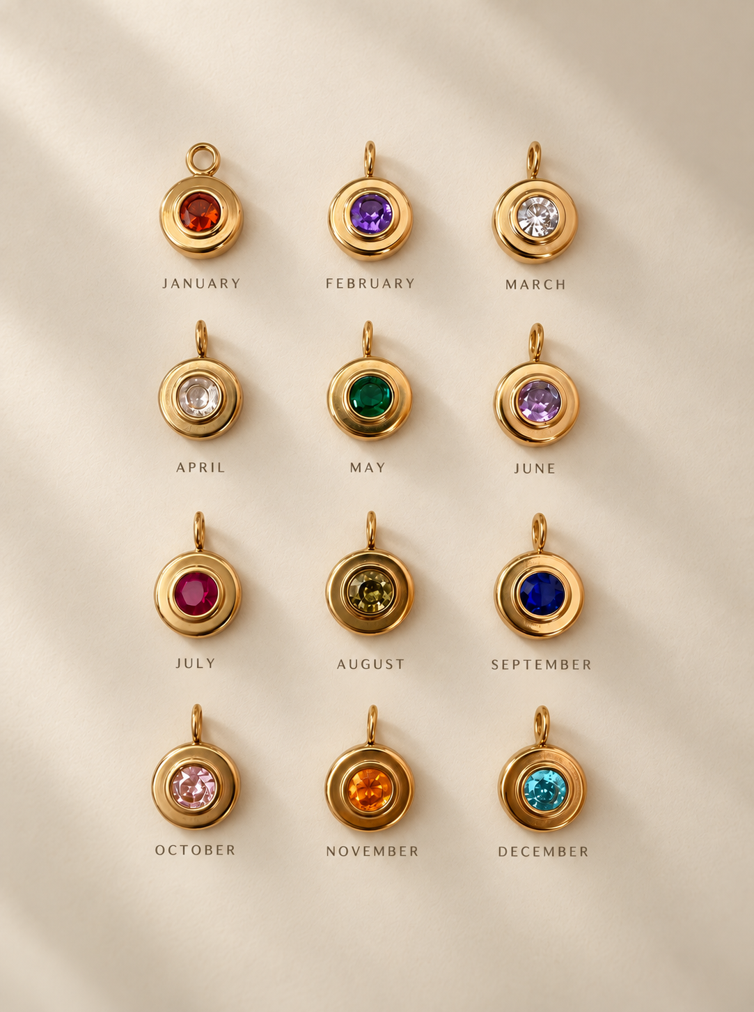 Initial &amp; Birthstone Bracelet Gold