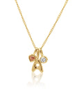 Initial Bubble Necklace - Two Birthstones Gold