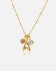 Initial Bubble Necklace - Two Birthstones Gold