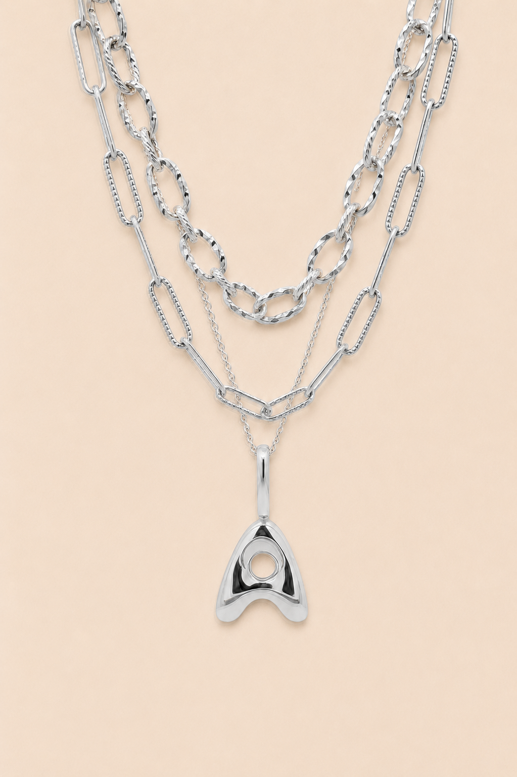 Bubble Initial Stack Silver