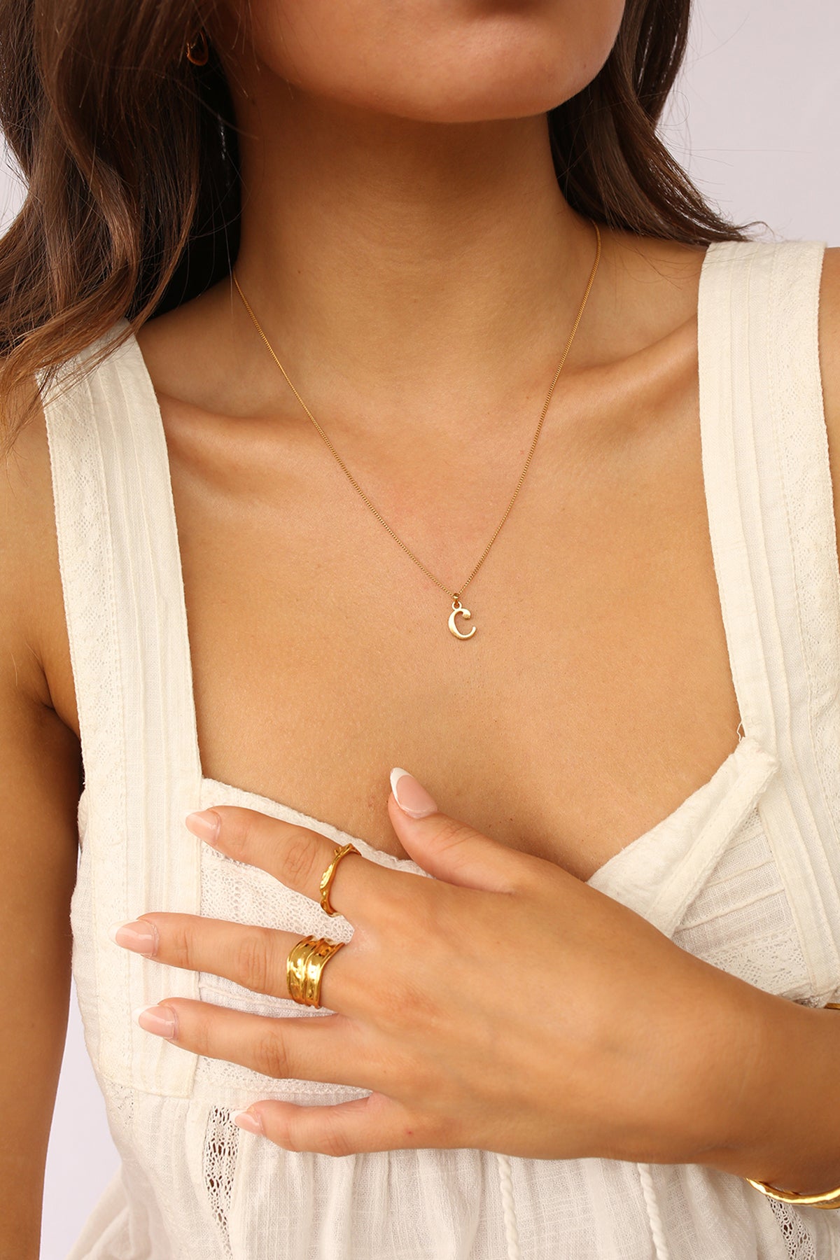 Initial Necklace Lower Case Gold A-Z