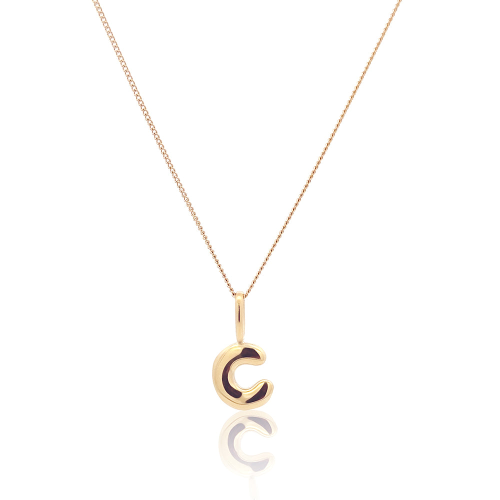 Initial Necklace Bubble Gold